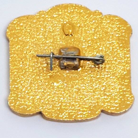 Vintage 1970s BAHX CCCP All Russian Exhibition Center Blue Enamel Gold Lapel Pin - Picture 6 of 10